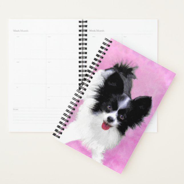 Papillon (weiß und schwarz) Malerei - Hundekunst Planer (Anzeige)