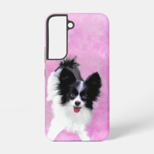 Papillon (weiß und schwarz) Malerei - Hundekunst Samsung Galaxy Hülle