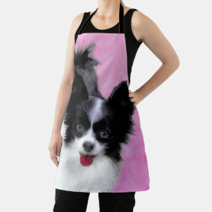 Papillon (weiß und schwarz) Malerei - Hundekunst Schürze