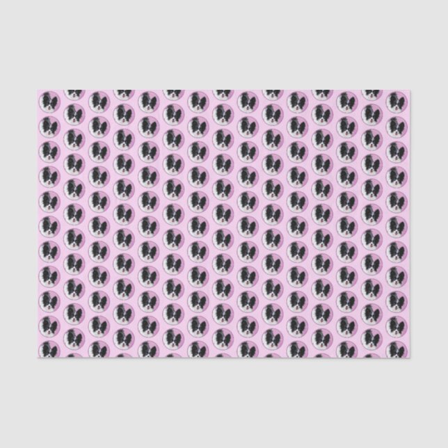 Papillon (weiß und schwarz) Malerei - Hundekunst Seidenpapier (Vorderseite)