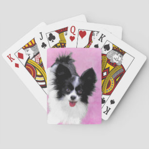 Papillon (weiß und schwarz) Malerei - Hundekunst Spielkarten