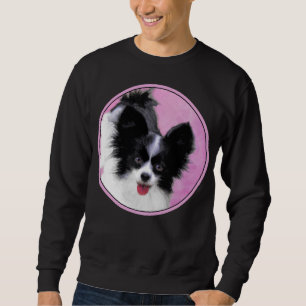 Papillon (weiß und schwarz) Malerei - Hundekunst Sweatshirt