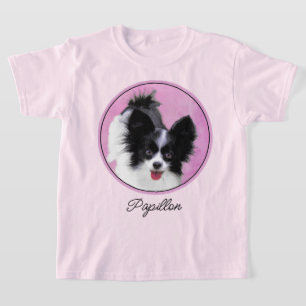 Papillon (weiß und schwarz) Malerei - Hundekunst T-Shirt