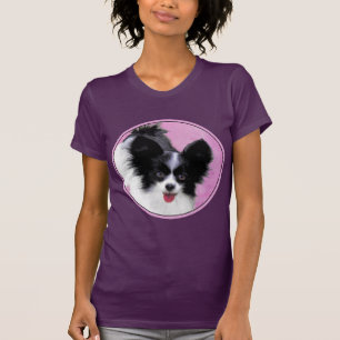 Papillon (weiß und schwarz) Malerei - Hundekunst T-Shirt