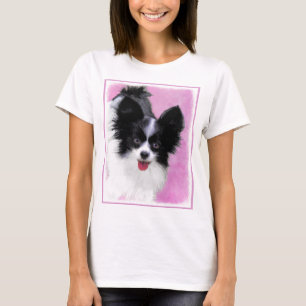 Papillon (weiß und schwarz) Malerei - Hundekunst T-Shirt