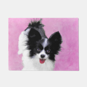 Papillon (weiße und schwarze) Malerei - Hundekunst Fußmatte
