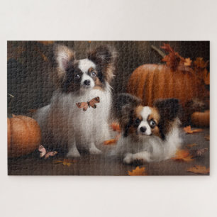 Papillon-Welpe Herbstfreude Kürbis