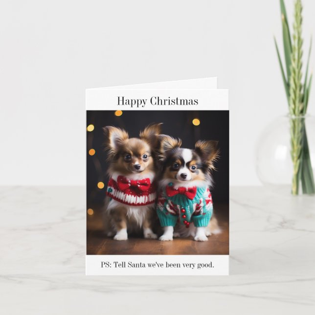 Papillon Welppies Christmas Card Karte (Vorderseite)