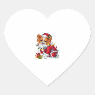 Papillon Xmas Lighting Santa Papillon Dog Christma Herz-Aufkleber