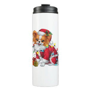 Papillon Xmas Lighting Santa Papillon Dog Christma Thermosbecher