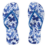 Papillons Aquarelle Bleu tongs