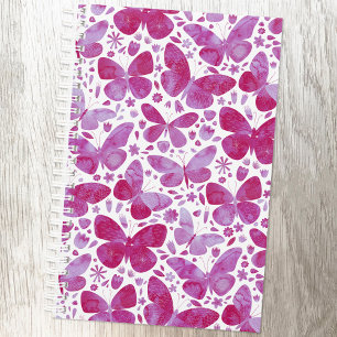 Papillons Aquarelle Magenta Rose