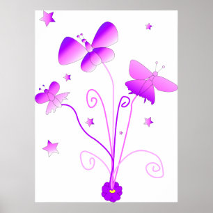 Papillons avec affiche de fleurs