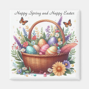 Papillons Avec Oeufs Dans Un Panier Magnet