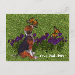 Papillons beagle Chiot Carte postale personnalisab