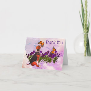 Papillons beagles Fleurs Carte de remerciements