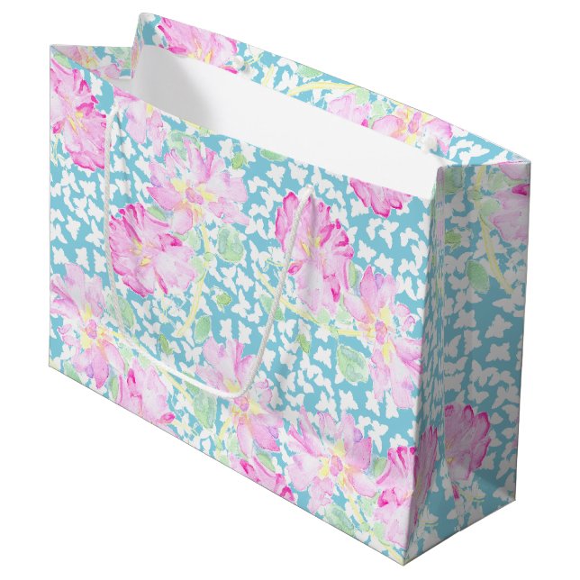 Papillons blancs de roses roses, grand sac bleu de (Devant Angle)