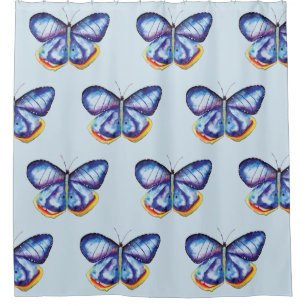 Papillons bleus art Douche rideau