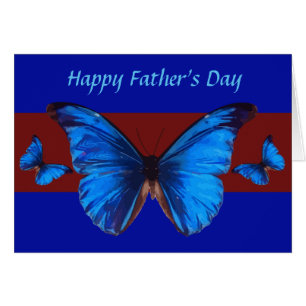 Papillons bleus, carte de vœux pour la fête des pè