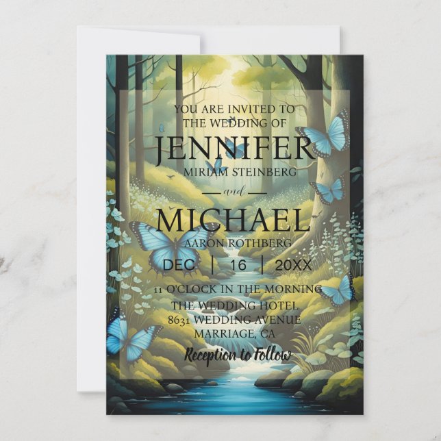 Papillons classiques Invitations de mariage (Devant)