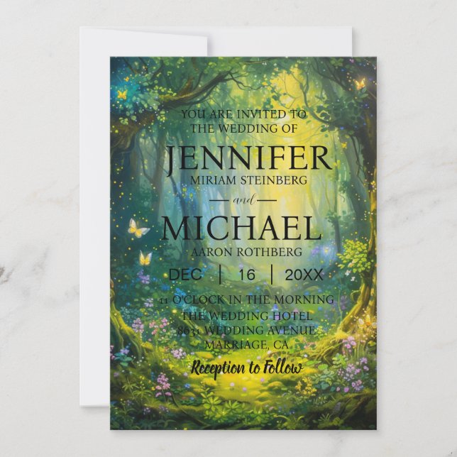 Papillons classiques Invitations de mariage (Devant)