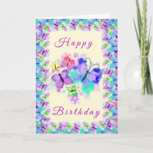 Papillons colorés Bonne carte d'anniversaire print