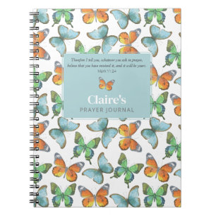 Papillons colorés Journal de prière personnalisé