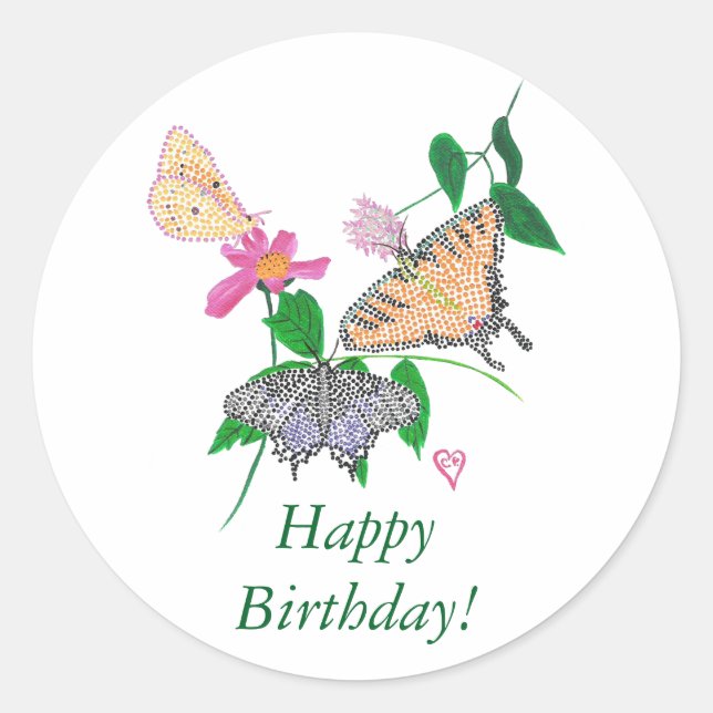 Papillons colorés Joyeux Stickers Anniversaire (Devant)