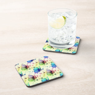 Papillons d'aquarelle Dessous de verre à dos de li