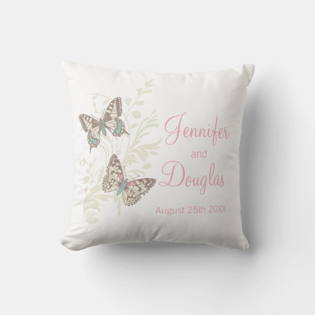 Papillons d'art encré coussin mariage personnalisé (Recto)