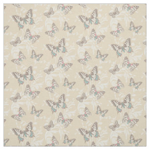 Papillons d'art graphique et tissu d'insecte damas