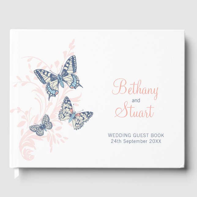 Papillons d'art mariage corail livre d'or (Recto)