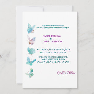 Papillons de couleur moderne Faire-part de mariage