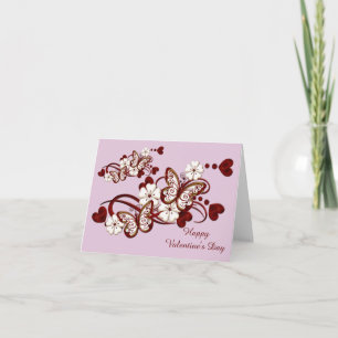 Papillons du coeur rouge Carte de la Saint-Valenti