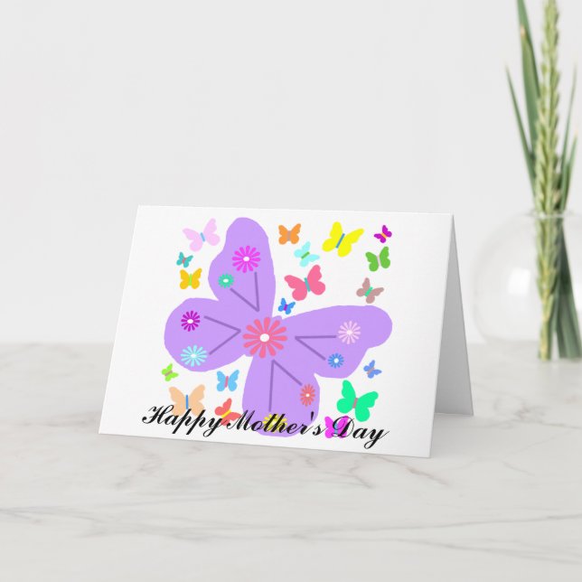 Papillons du printemps, Bonne carte de fête des mè (Devant)