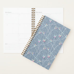 Papillons en relief aquarelle sur lin bleu denim