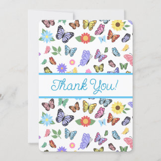 Papillons Et Fleurs Cartes de remerciements