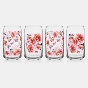 Papillons et fleurs de pavot