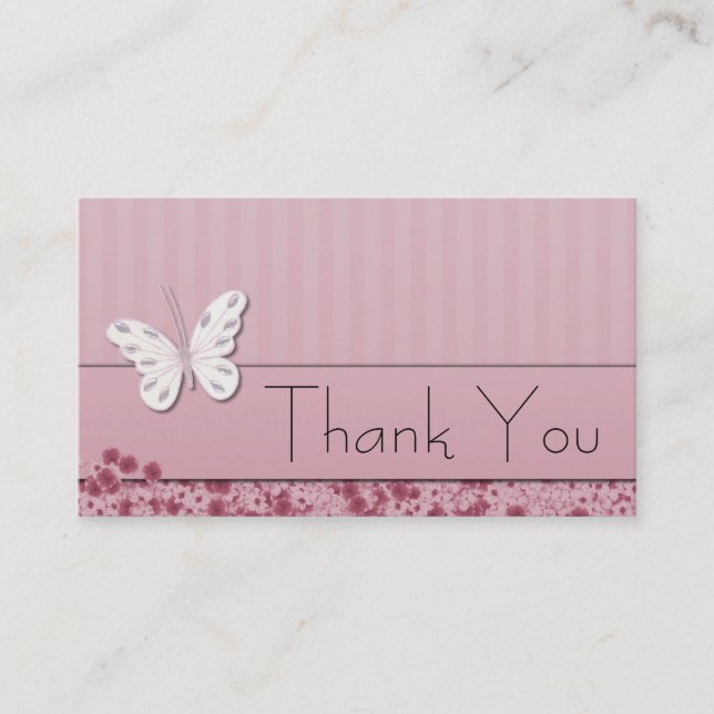Papillons et fleurs Merci Carte de visite (Devant)