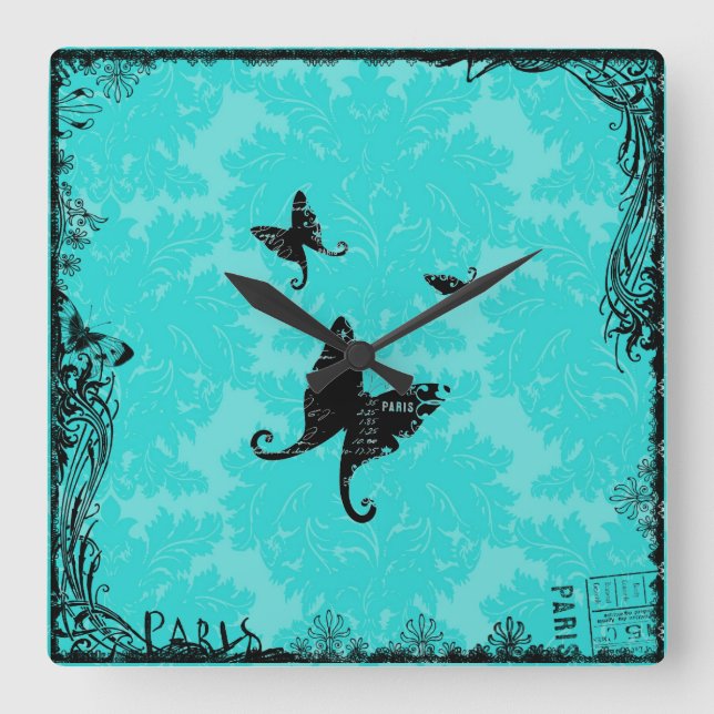 Papillons et horloge murale de Paris (Recto)