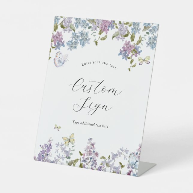 Papillons et Lilac - Panneau texte personnalisé (Recto)