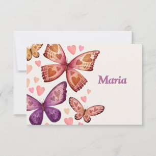 Papillons et Love Flat Carte de remerciements