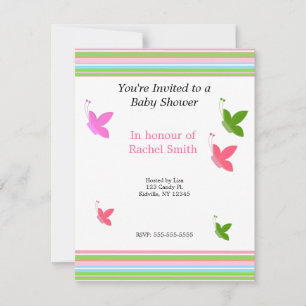 Papillons et rayures Baby shower Invitation