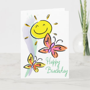 Papillons et Sunshine Carte BIrthday