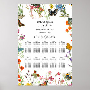 Papillons fleur sauvage Mariage Tableau de sièges