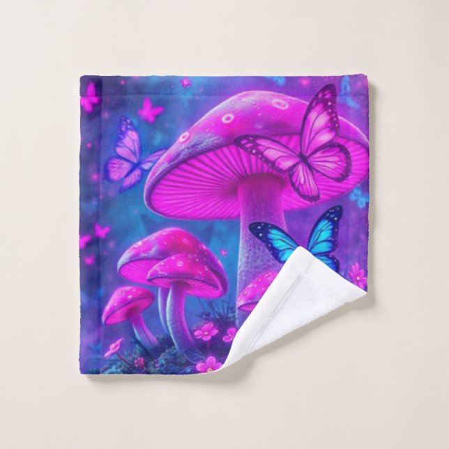 Papillons Fleurs Champignons-Fiarycore (Gant de toilette)