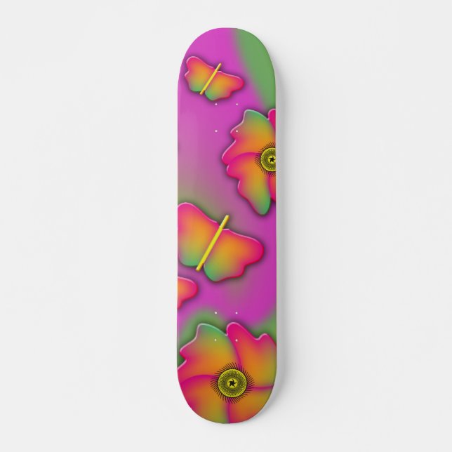 Papillons & Fleurs Skateboard (Devant)