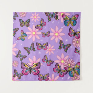 Papillons floraux Tapisserie - Nature Mur art