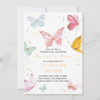 Papillons magiques Invitation anniversaire 2025
