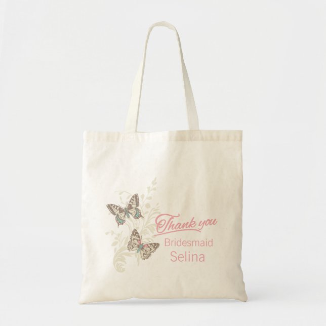 Papillons merci bridesmaid mariage sac de faveur (Devant)